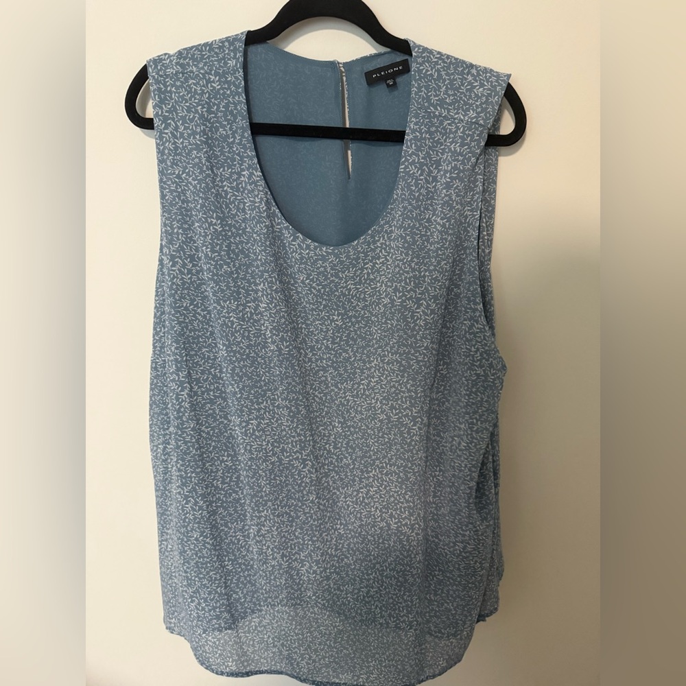 Blue Floral Sleeveless Blouse